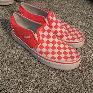 Vans women’s Checkerboard Slip-On Shoes - Red and White